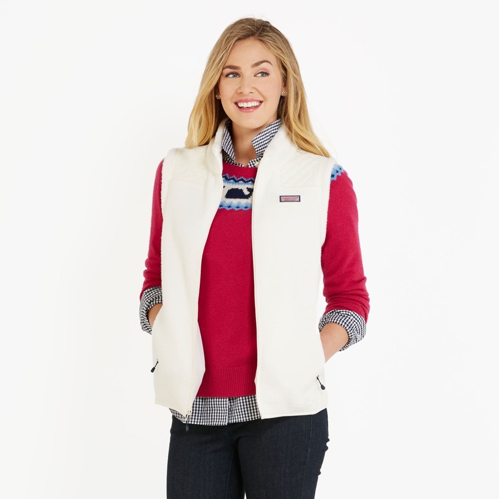 vineyard vines Sea View Quilted Vest - Cream